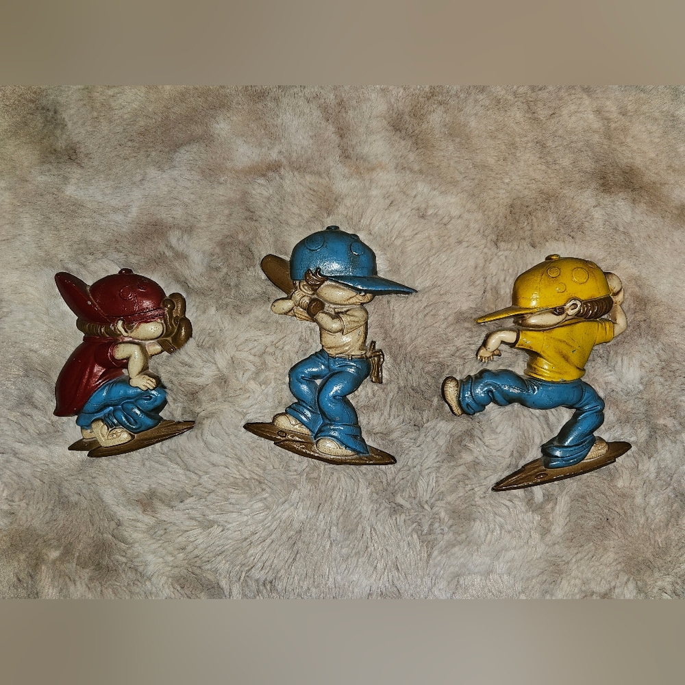 Vintage 1979 Sexton Metal Baseball Players Lot of 3 Wall Decor